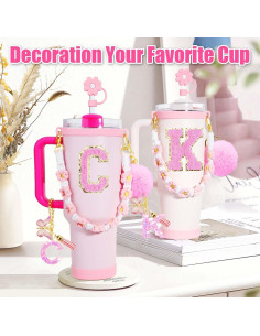 Juego de Accesorios 7 Piezas ZYBIDEAL para Vaso Stanley Rosa 2