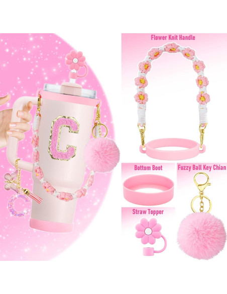 Juego de Accesorios 7 Piezas ZYBIDEAL para Vaso Stanley Rosa