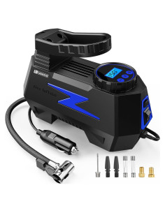 Compresor de Aire Portátil FADAKWALT 12V con Manómetro Digital 150 PSI