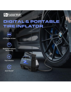 Compresor de Aire Portátil FADAKWALT 12V con Manómetro Digital 150 PSI 2