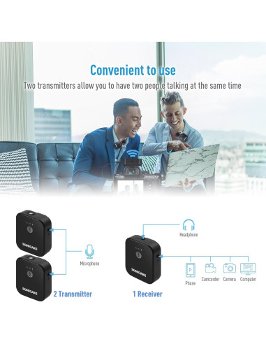 Micrófono Lavalier Inalámbrico SONICAKE QWM-12 50m 10h