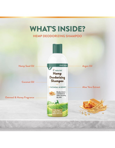 Champú Desodorante para Perros NaturVet - Avena y Miel 453 g