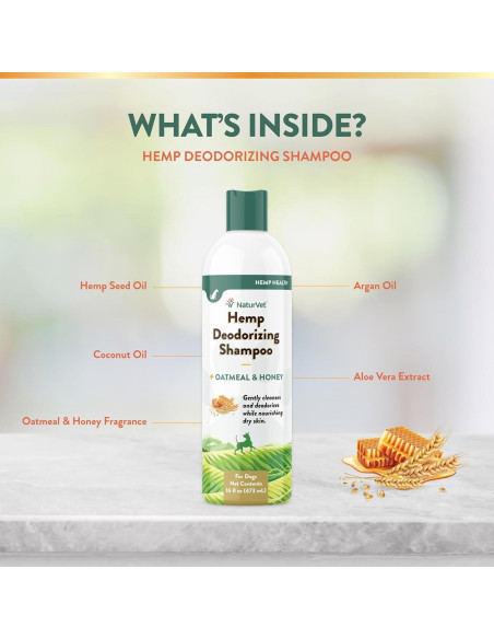 Champú Desodorante para Perros NaturVet - Avena y Miel 453 g