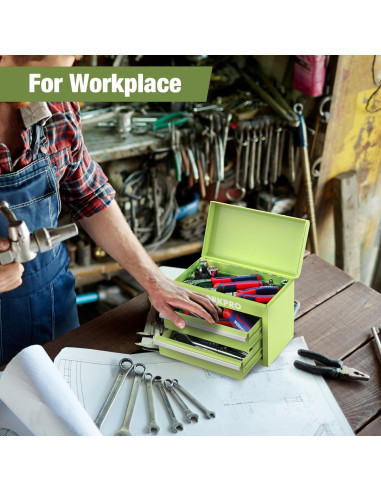 Caja de Herramientas Mini WORKPRO Verde Macaron 2 Cajones