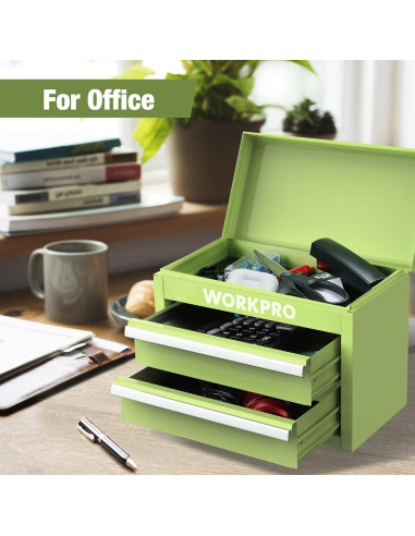 Caja de Herramientas Mini WORKPRO Verde Macaron 2 Cajones