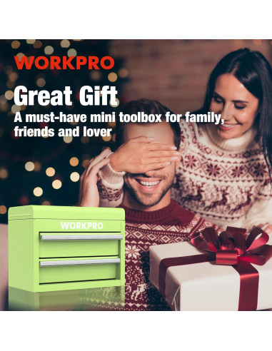 Caja de Herramientas Mini WORKPRO Verde Macaron 2 Cajones