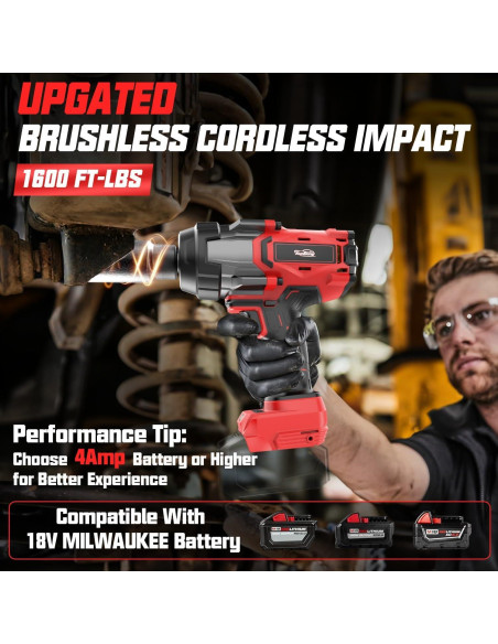 Llave de impacto inalámbrica 1/2" XunDong 2200Nm 18V