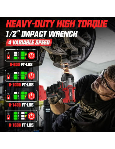 Llave de impacto inalámbrica 1/2" XunDong 2200Nm 18V