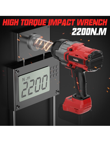 Llave de impacto inalámbrica 1/2" XunDong 2200Nm 18V