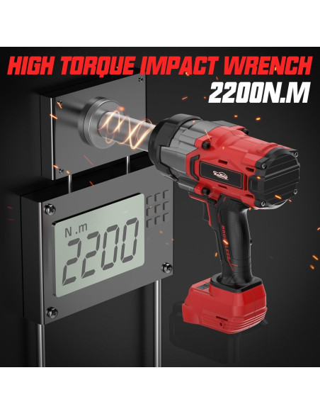 Llave de impacto inalámbrica 1/2" XunDong 2200Nm 18V