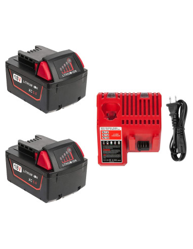2 Baterías de Litio 5.0Ah 18V y Cargador Milwaukee M18