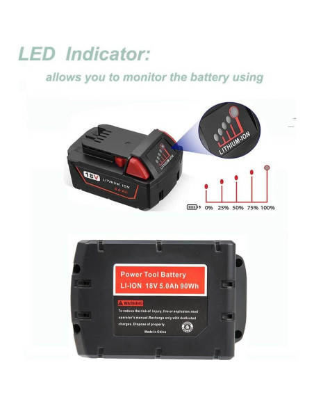 2 Baterías de Litio 5.0Ah 18V y Cargador Milwaukee M18 2 Baterías de Litio 5.0Ah 18V y Cargador Milwaukee M18