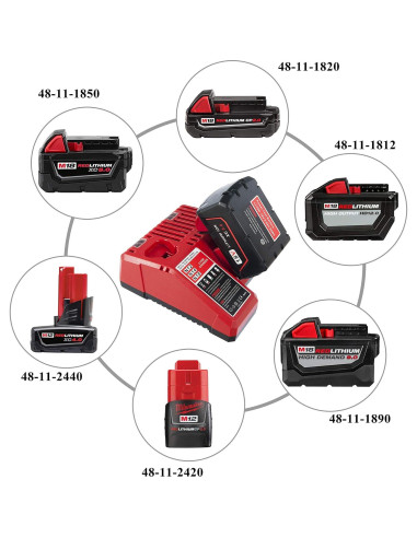 2 Baterías de Litio 5.0Ah 18V y Cargador Milwaukee M18