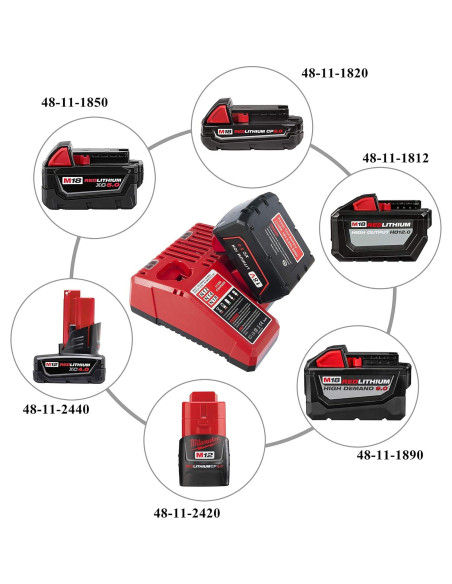 2 Baterías de Litio 5.0Ah 18V y Cargador Milwaukee M18 2 Baterías de Litio 5.0Ah 18V y Cargador Milwaukee M18