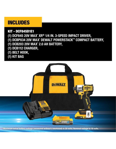 Destornillador de Impacto DEWALT 20V Inalámbrico 3 Velocidades