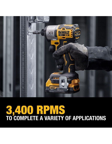 Destornillador de Impacto DEWALT 20V Inalámbrico 3 Velocidades