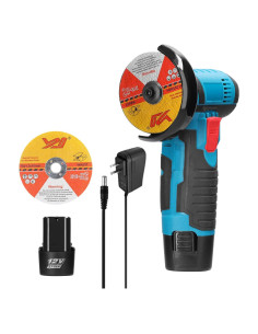 Amoladora Angular Inalámbrica Geevorks 12V con 2 Discos y Baterías