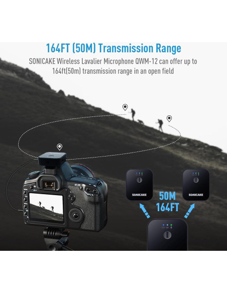 Micrófono Lavalier Inalámbrico SONICAKE QWM-12 50m 10h