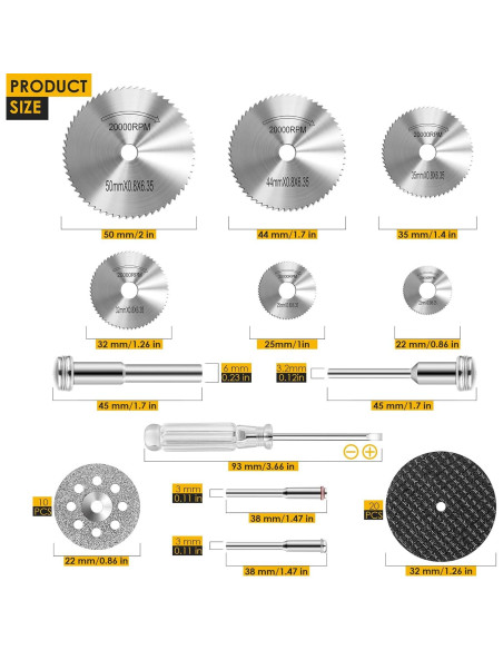 Juego de 44 Piezas de Ruedas de Corte Kuenuilr para Bricolaje