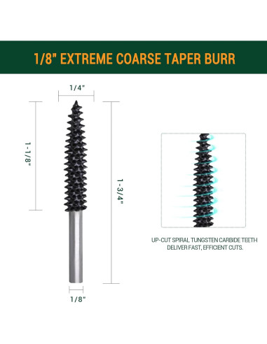 Punta de Burr Taper ToolTrek 5,58 cm Carburo de Tungsteno