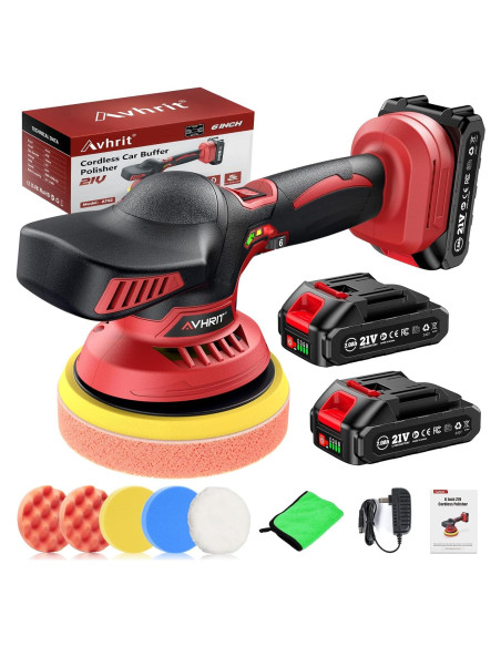 Pulidora Inalámbrica Avhrit 6" 21V 4500 RPM con Accesorios