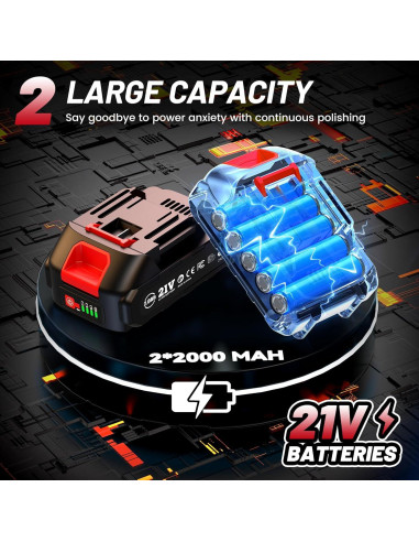 Pulidora Inalámbrica Avhrit 6" 21V 4500 RPM con Accesorios