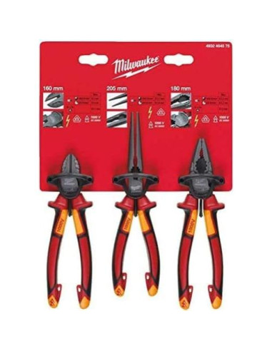 Juego de Alicates VDE Milwaukee 3 Piezas 1000V Rojo