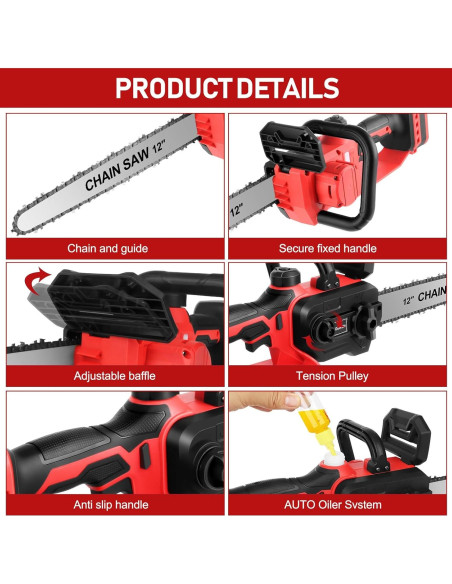 Motosierra inalámbrica Krodrch 12" sin escobillas 1000W