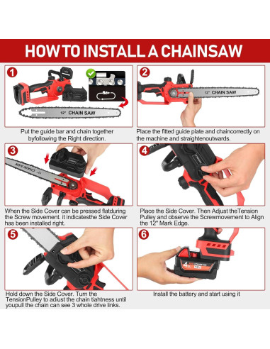 Motosierra inalámbrica Krodrch 12" sin escobillas 1000W