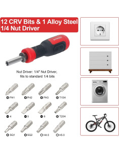 Destornillador Multi 13 en 1 SHARDEN Rojo Ajustable 2