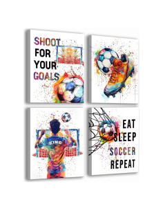 Arte de Pared en Lienzo de Graffiti de Fútbol Enmarcado 20x25cm