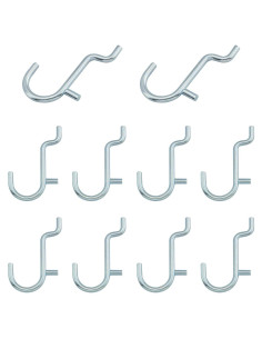 10 Ganchos J de Metal Inoxidable ZZLZX para Tablero de Clavos