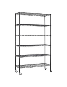 Carro de Almacenamiento FDW 6 Estantes Ajustables 2100Lbs Negro