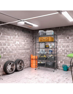 Carro de Almacenamiento FDW 6 Estantes Ajustables 2100Lbs Negro 2