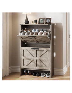 Armario de Zapatos Halitaa J3L330 Gris Campestre 2 Cajones