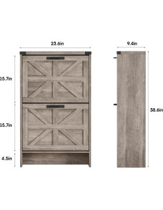 Armario de Zapatos Halitaa J3L330 Gris Campestre 2 Cajones 2
