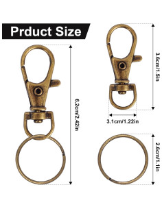 120 Ganchos de Lanyard Giratorio IPXEAD de Zinc Bronce 2