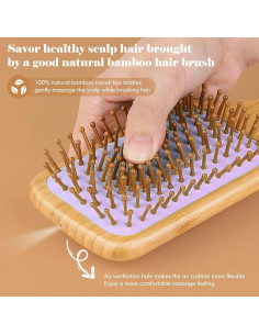 Cepillo de Pelo de Bambú Sofmild - Desenredante Ergonómico 24.6 cm 2