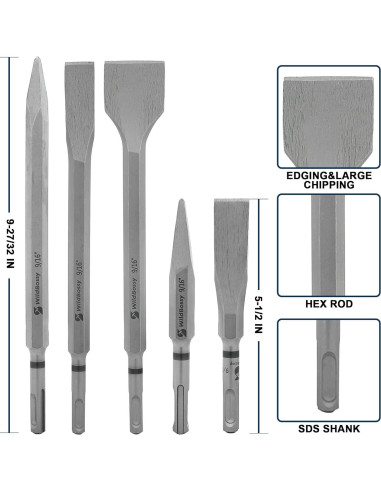 Juego de Brocas y Cinceles WildBossy 17PCS para Concreto