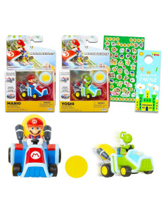 Conjunto de Coches de Carreras Retroceso Super Mario - Mario y Yoshi