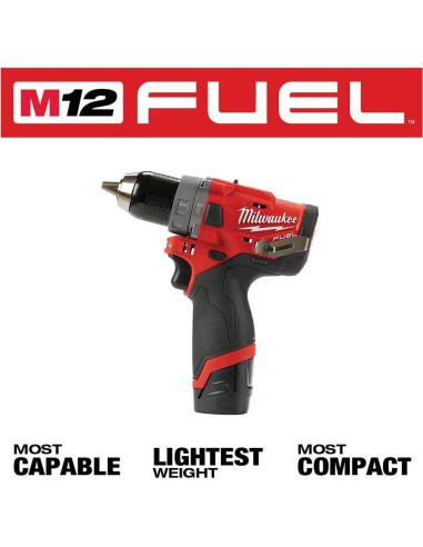 Taladro de Percusión Inalámbrico Milwaukee M12 FUEL 12V 2Ah