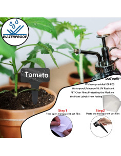 100 Etiquetas de Jardín Reutilizables DaTpuik Tipo T Negras 2