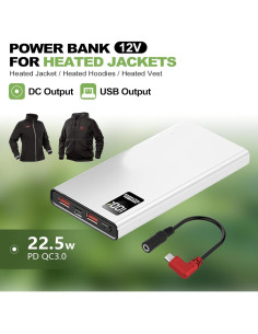Batería calefaccionada 12V QC3.0 10000mAh para chaquetas 2