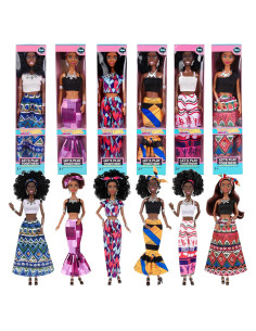 Set de 6 Muñecas Afroamericanas Posables 11.5" con Accesorios