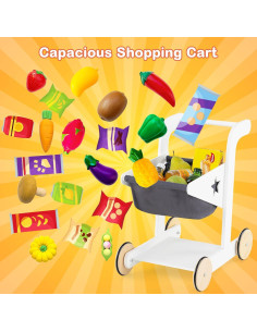 Juego de Tienda de Abarrotes HONEY JOY Madera con Carrito 2