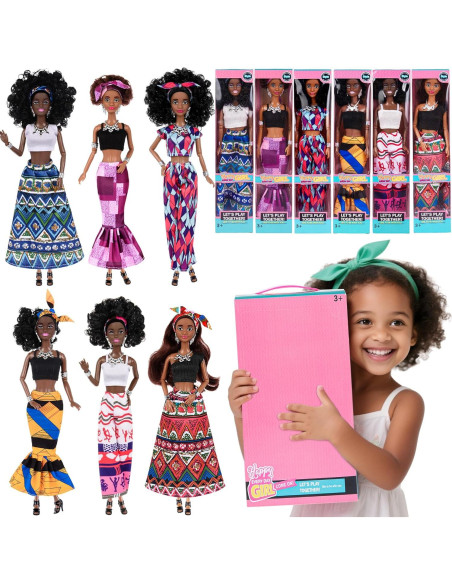 Set de 6 Muñecas Afroamericanas Posables 11.5" con Accesorios