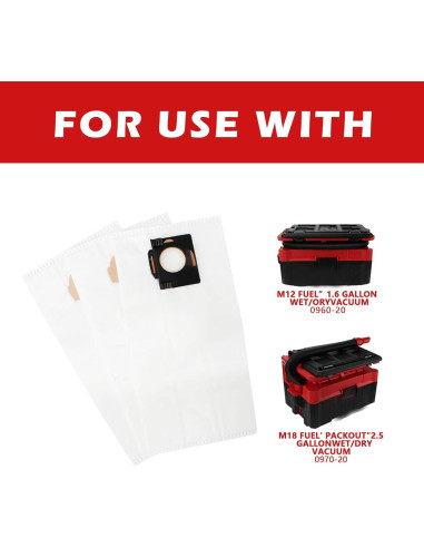 Bolsas de Polvo Fleece 49-90-2016 para Aspiradora MILWAUKEE