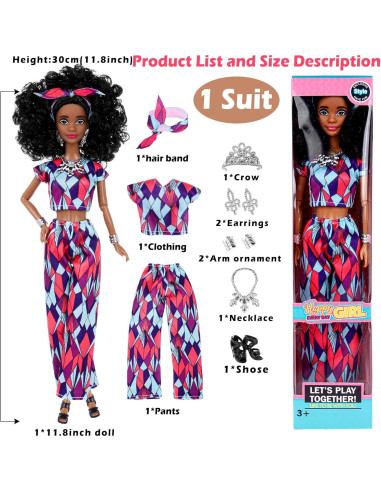 Set de 6 Muñecas Afroamericanas Posables 11.5" con Accesorios