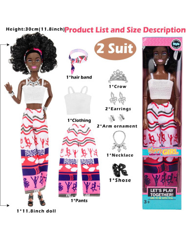 Set de 6 Muñecas Afroamericanas Posables 11.5" con Accesorios