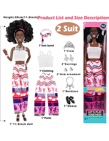 Set de 6 Muñecas Afroamericanas Posables 11.5" con Accesorios